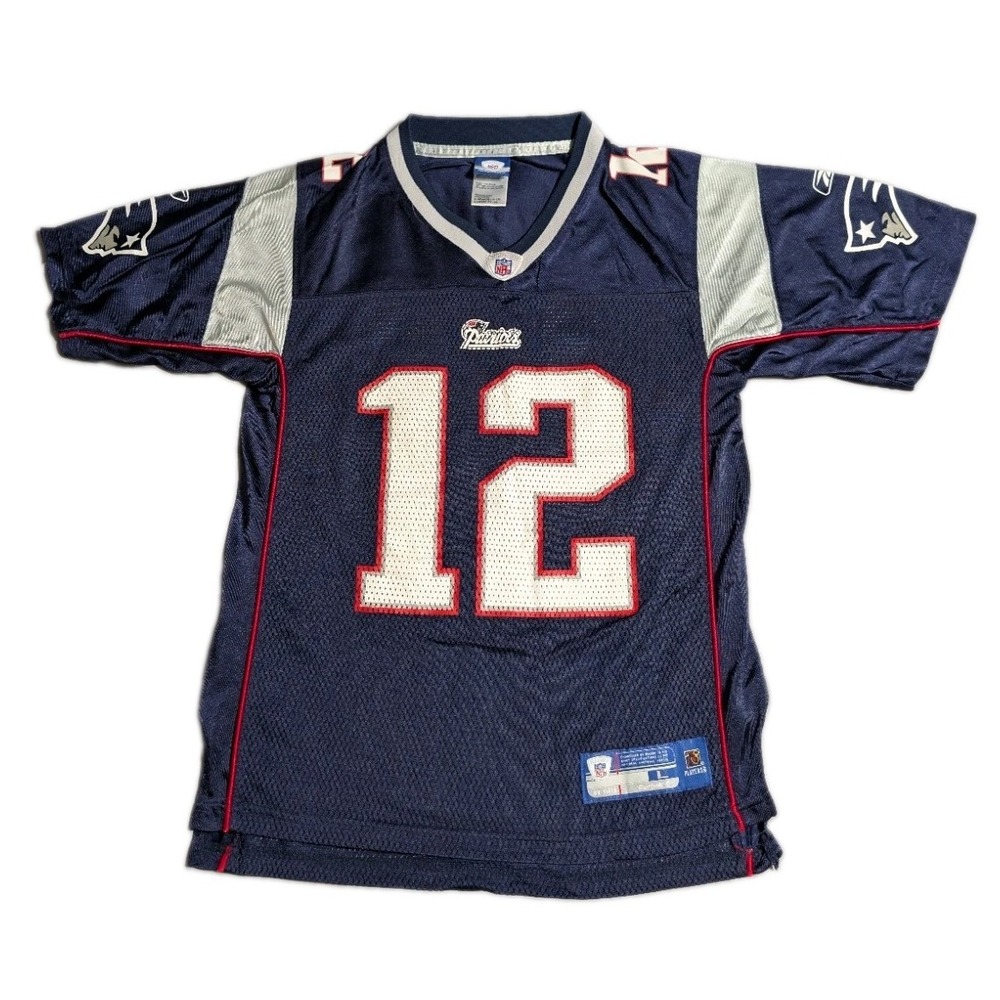 Tom Brady New England Patriots Reebok Jersey Youth L 14-16 NFL #12 Blue